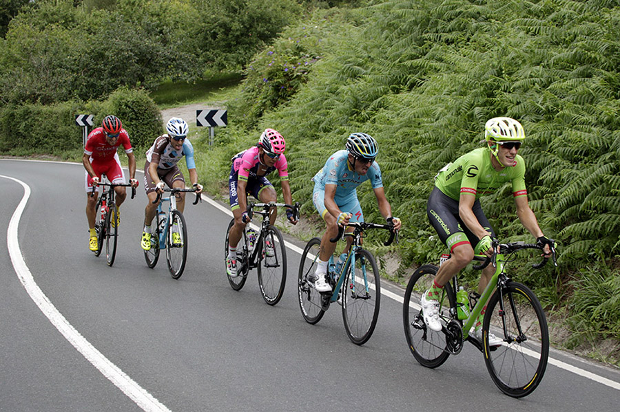 Pierre Rolland (Cannondale - Drapac) leads the break during stage 10 of the 2016 Vuelta a España.jpg