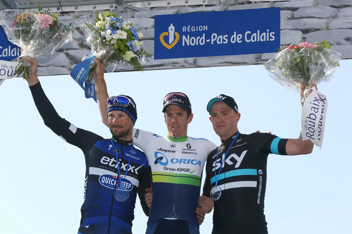 Tom Boonen, Etixx Quick Step, second, Mathew Hayman, Orica GreenEDGE, Vainqueur, Ian Stannard, Team Sky,.jpg